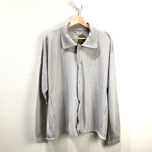 Homme Plisse Issey Miyake Gray Button Front Pleated Shirt - Size 4 / L - 1007CY