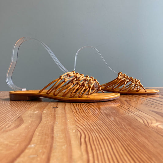 Mansur Gavriel Orange Leather Mignon Flat Slide Sandals - Size 39 / 9 - 0313SH