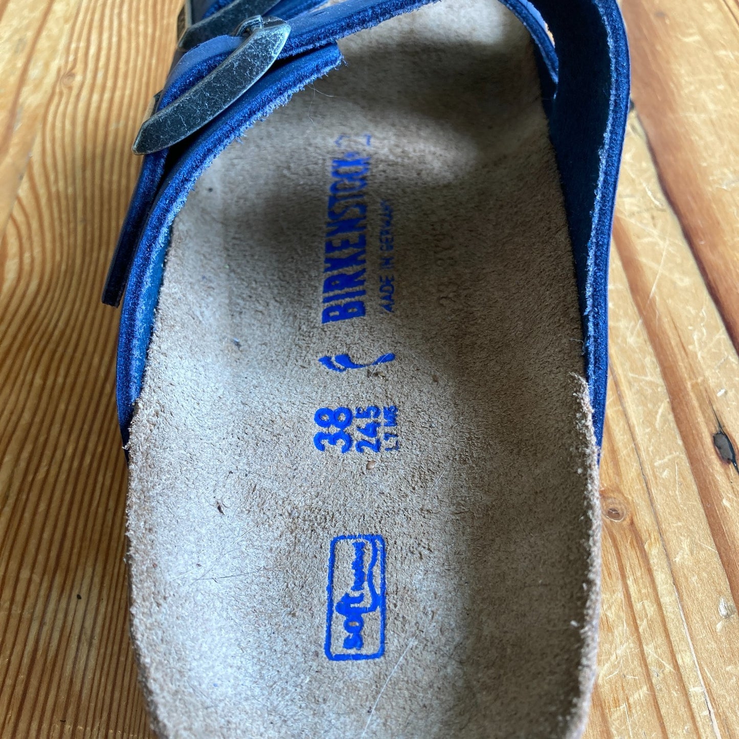 Birkenstock Blue Nubuck Leather Arizona Sandals Shoes - Size 38 w/ Box - 0514AK