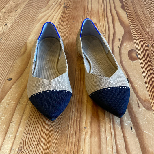 10.5 - Rothy's Two Tone Camel Black The Point II Ballet Flats Shoes 0206BS