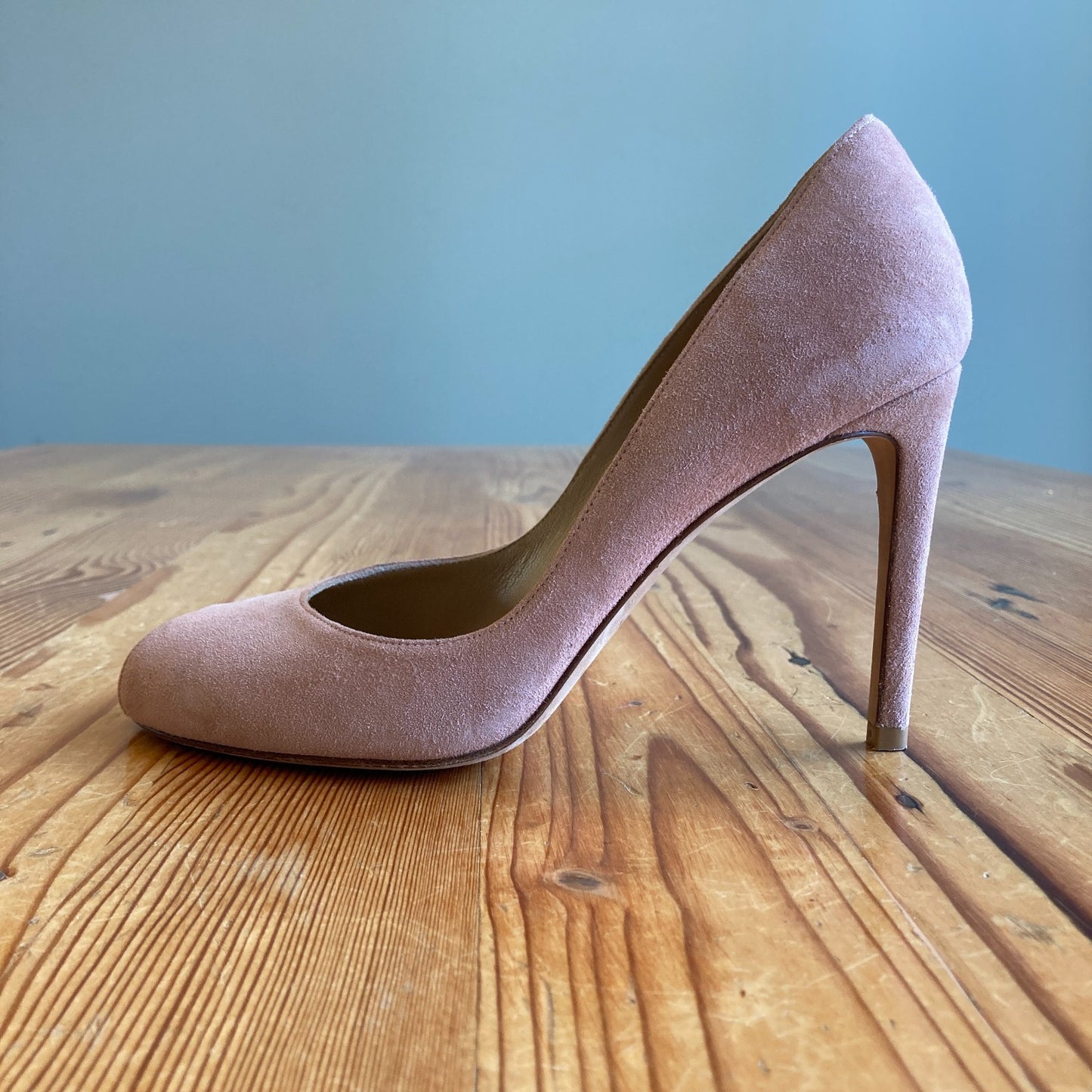 Stuart Weitzman Tan Suede Leather Peep Toe Stiletto Heels - Size 7.5 - 0716AF