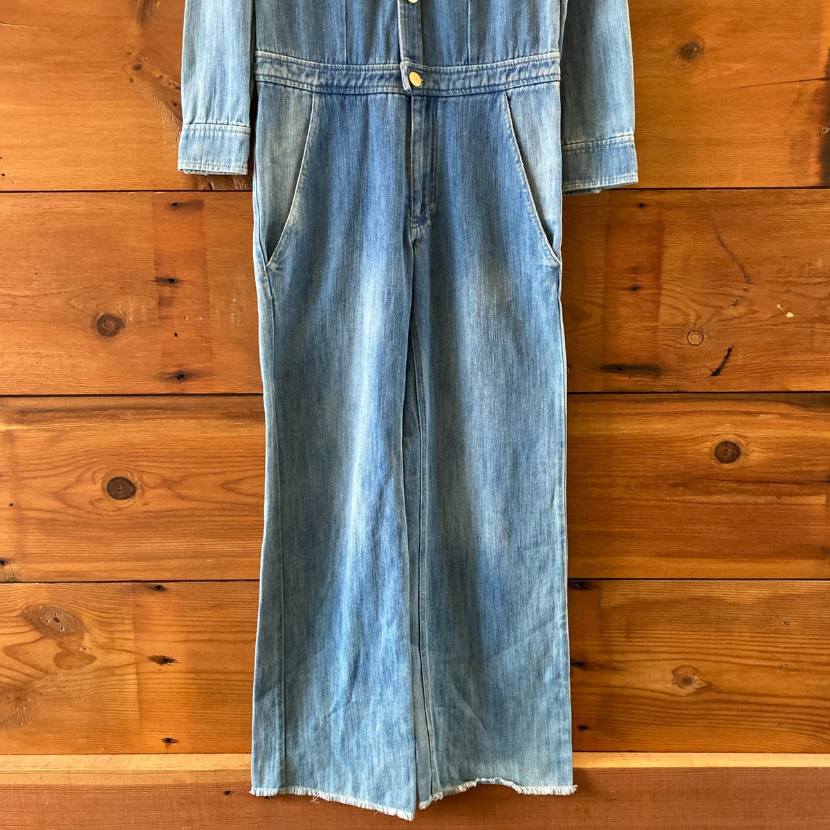 Isabel Marant Denim Frayed Trim Ojima Button Up Jumpsuit - Size 36 / S - 0927EK