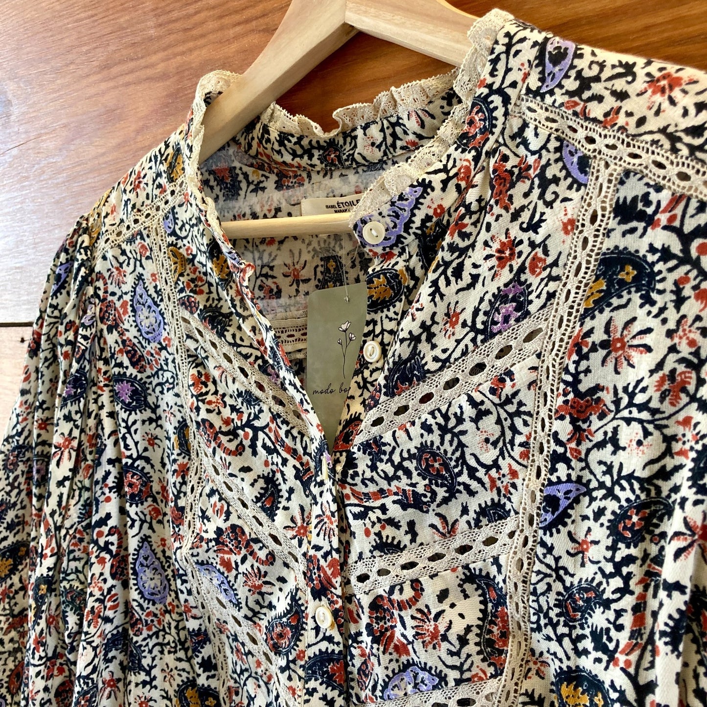 Etoile Isabel Marant Paisley Puff Sleeve Button Up Top - Size 42 / L - 0914SM