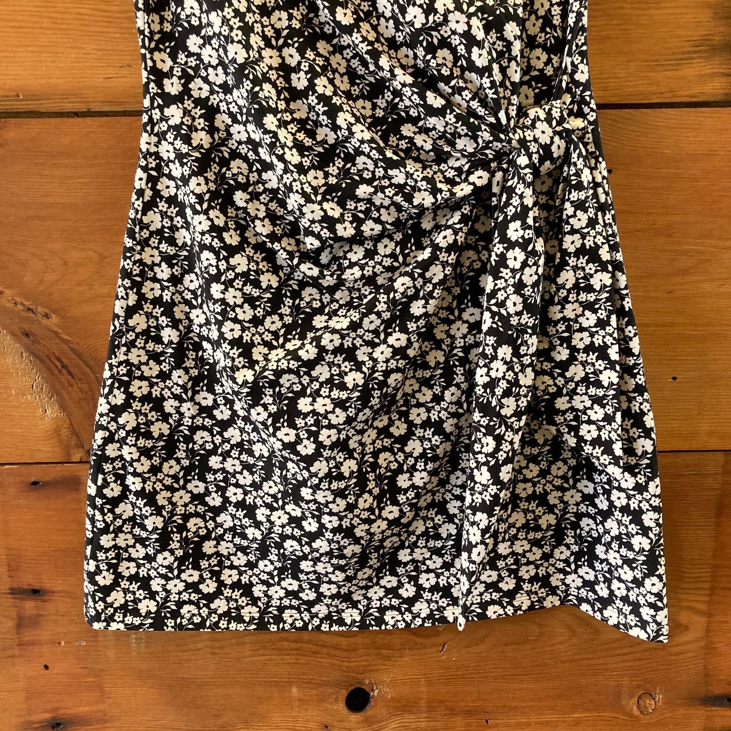 Sezane Black Cream Floral Print Hip Tie Pippa Mini Dress - Size XS - 0313SH