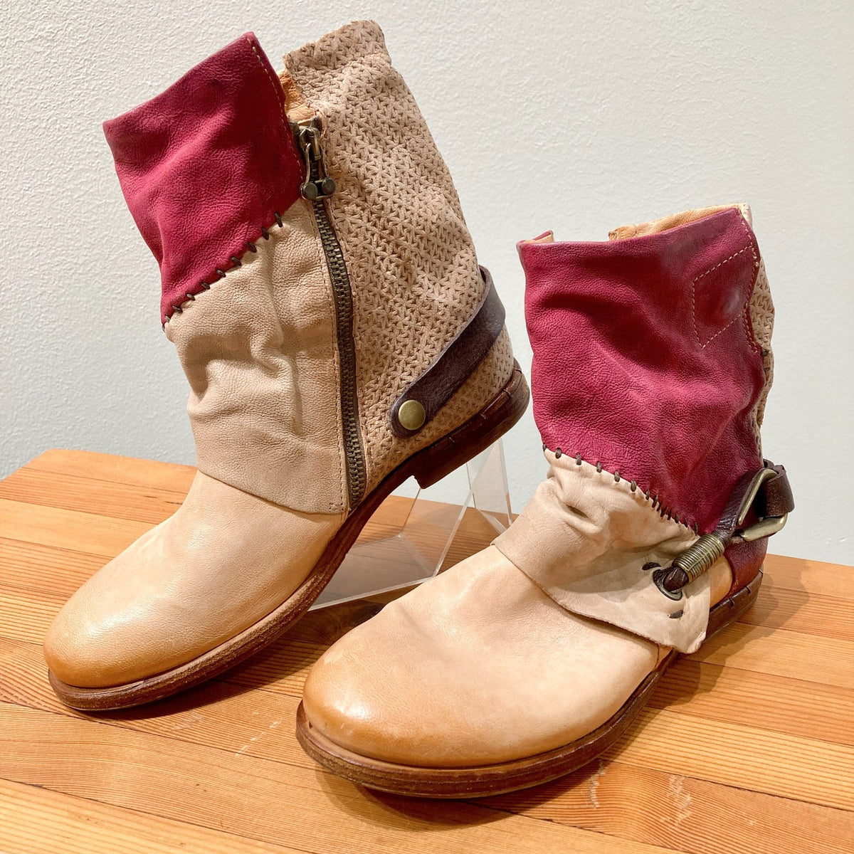 A.S.98 Patchwork Leather Airstep Festival Ankle Boots - Sz 39/8.5 - NEW - 1122CT