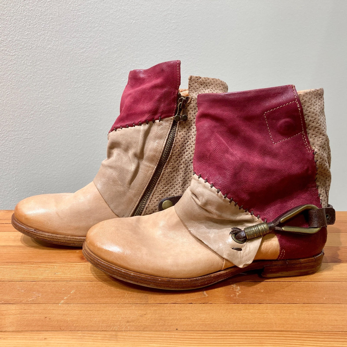 A.S.98 Patchwork Leather Airstep Festival Ankle Boots - Sz 39/8.5 - NEW - 1122CT