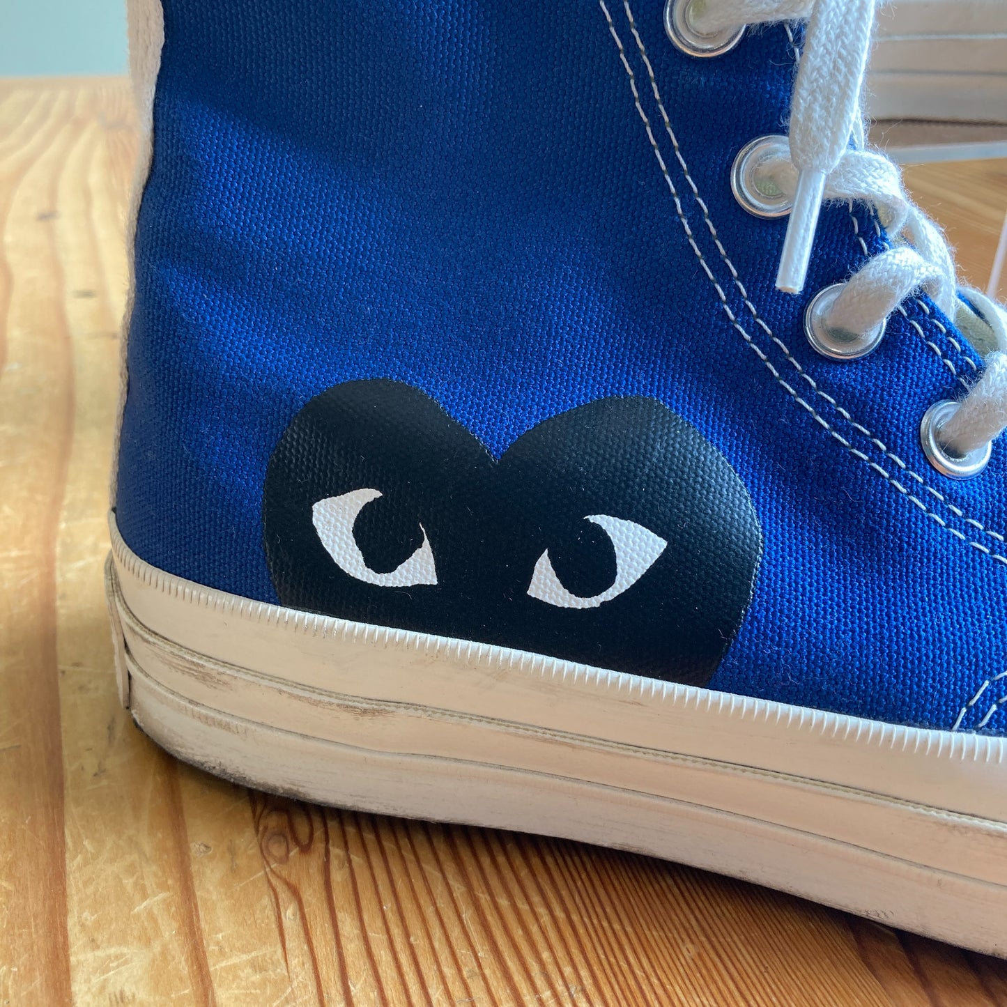 Converse X Play Comme Des Garcons Blue Chuck High Heart Shoes - Size 8 - 0709EH
