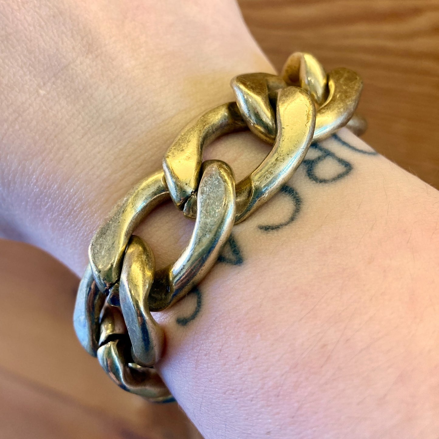 Jenny Bird Gold Chain Link & Leather Chunky Riri Bracelet - 0504AK