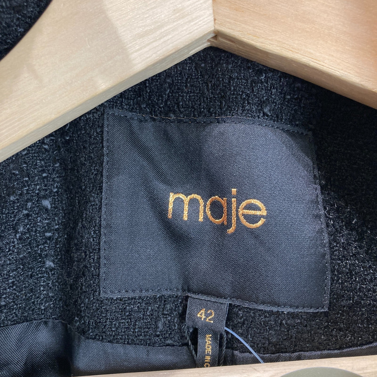 Maje $685 Black Button Up Belted Long Overcoat Jacket - Sz 42 / L - NEW - 1012HA