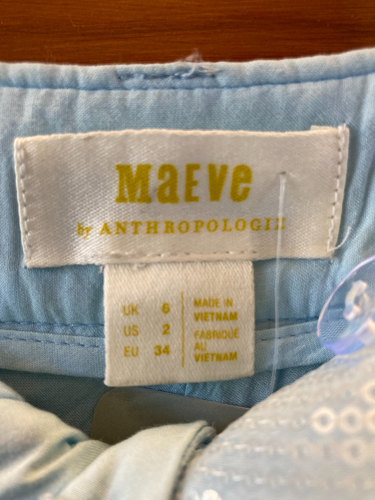 Maeve Anthropologie Blue Sequin Wide Leg Avery Pants - Size 2 - 0520KP