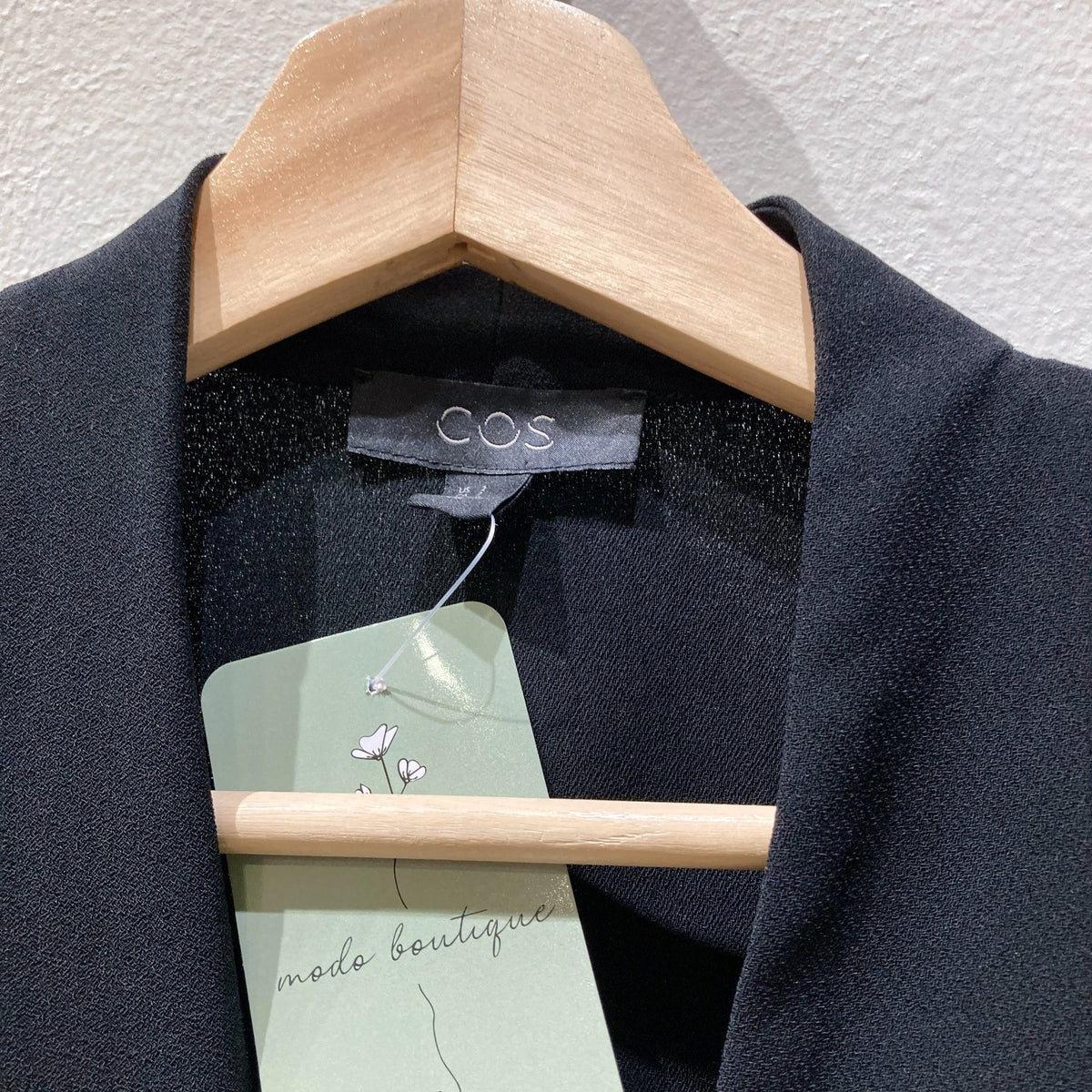 COS Black Asymmetrical Draped Long Sleeve Jacket - Size S - 0907FL