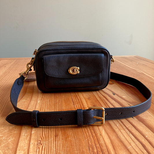 Coach Black Pebble Leather Willow Camera Bag Crossbody Purse - 0708LG