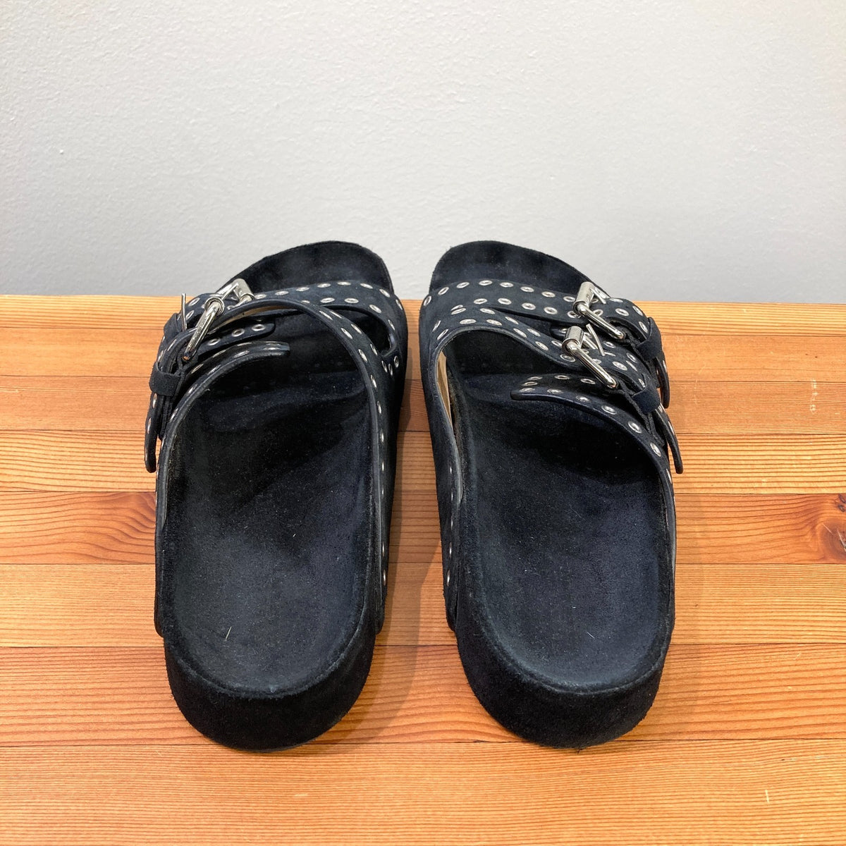 Isabel Marant Black Studded Buckle Strap Sandals - Size 39 / 9 - 0129LH