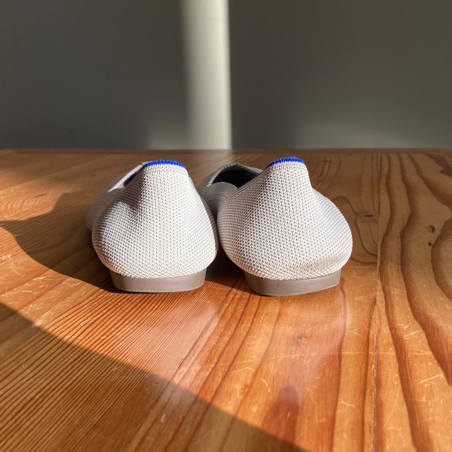 7.5 - Rothy's Light Gray Pointed Toe Flats Slip On Knit Comfort Shoes 0609CM