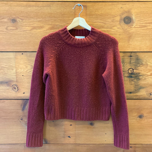 S - Vince $384 Burgundy Shrunken Mock Neck Cashmere Pullover Sweater 1217MA