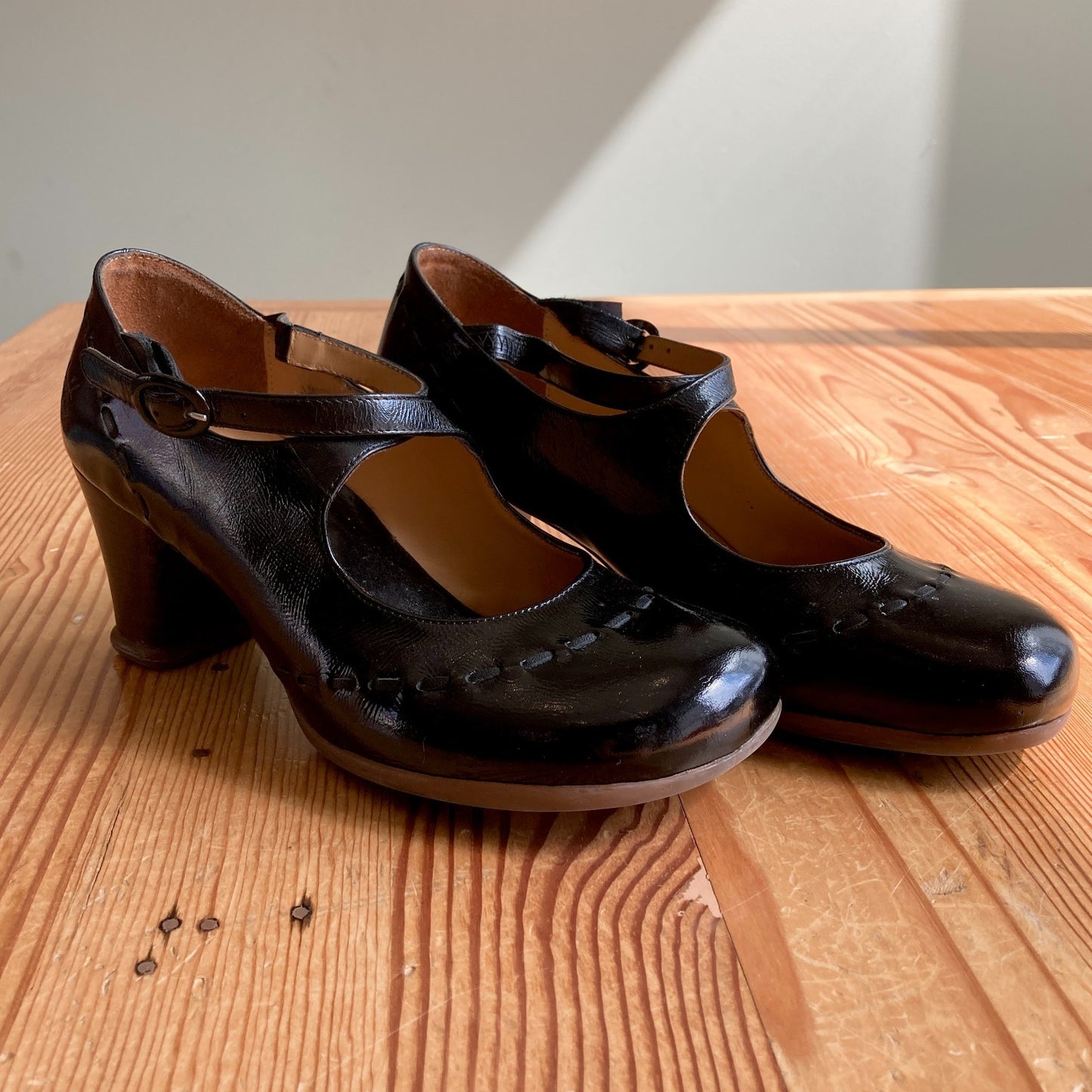 John Fluevog Vintage Black Minstrel Mary Jane Heels - Size US 9 / UK 6 - 1223NM