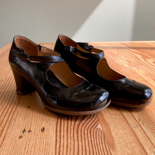 John Fluevog Vintage Black Minstrel Mary Jane Heels - Size US 9 / UK 6 - 1223NM