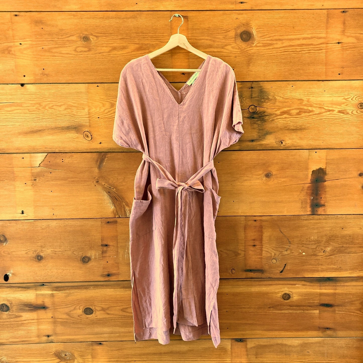 Two Days Off Co-Op Pink Haruko Boxy Linen Ethically Made Dress - Size L - 0608KF