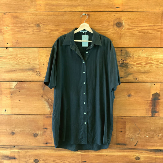 Emerson Fry Black Short Sleeve Button Up Shirt Dress - Size XL - 0715NS