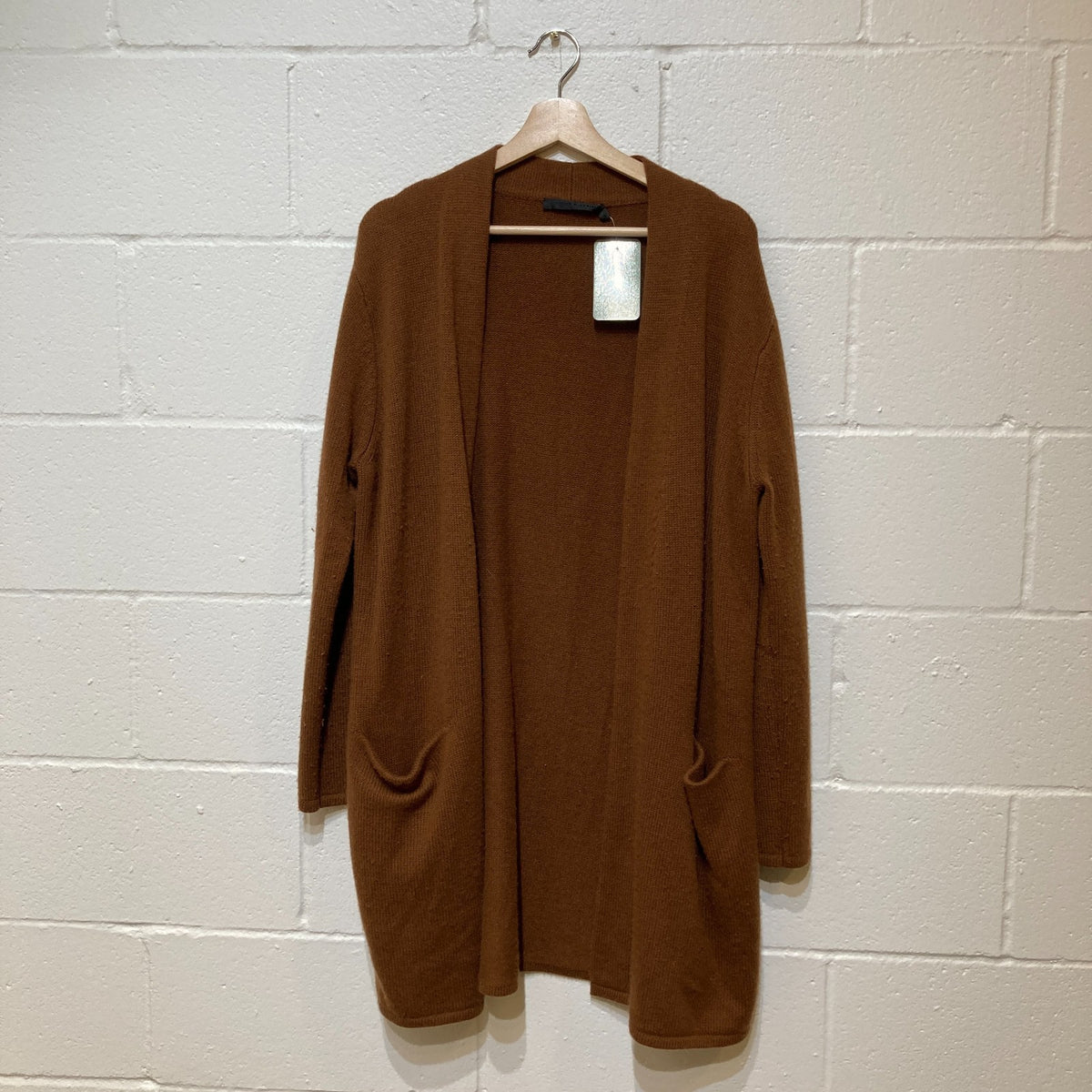 Jenni Kayne Cinnamon Open Front 100% Cashmere Sweater Coat - Size L - 0531AF