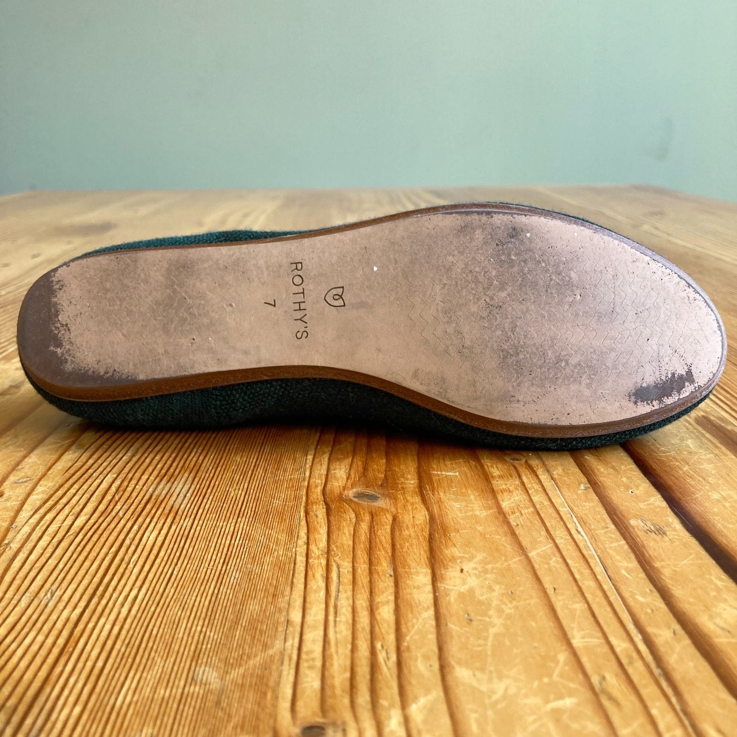 Rothy's Dark Green Knit Rounded Toe Ballet Flats Shoes - Size 7 - 0201EB
