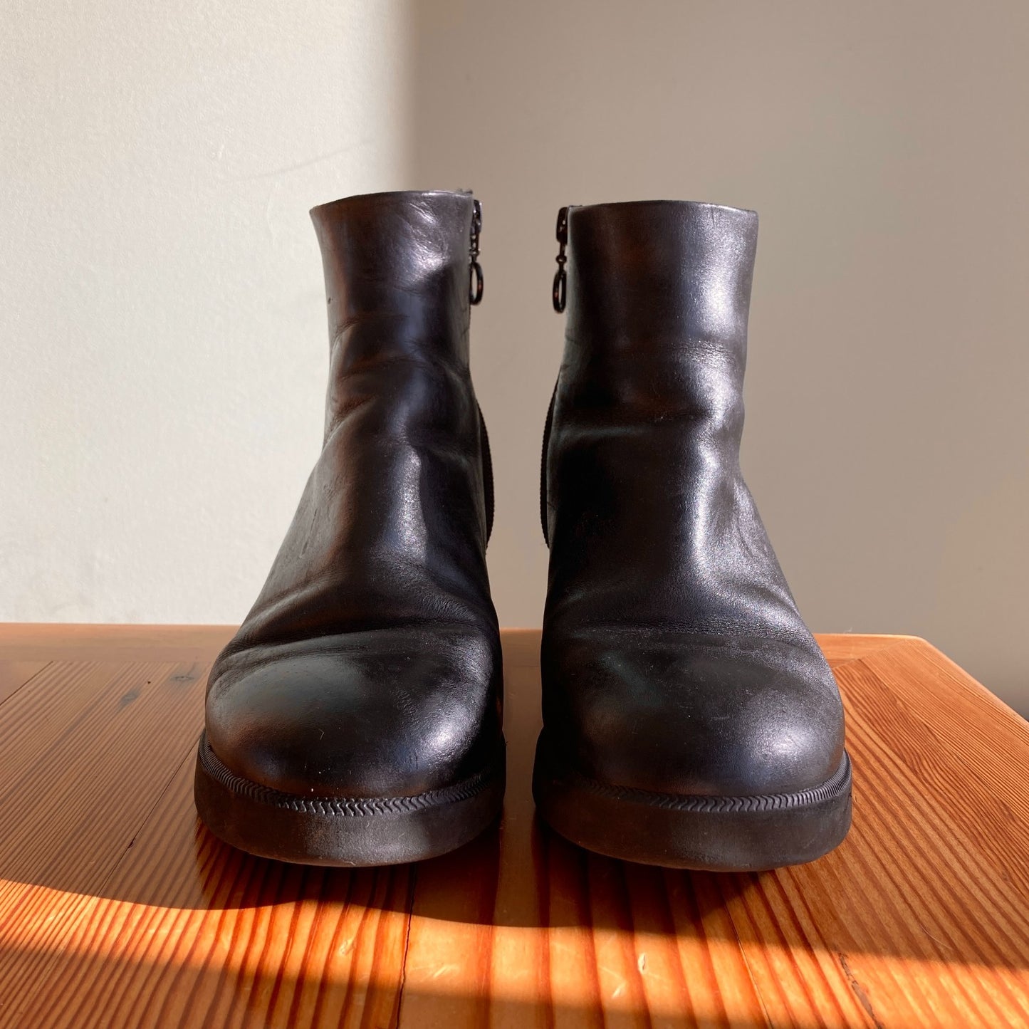 39 / 8.5 - Camper Black Leather Chunky Block Heel Womens Wonder Boots 0603AG