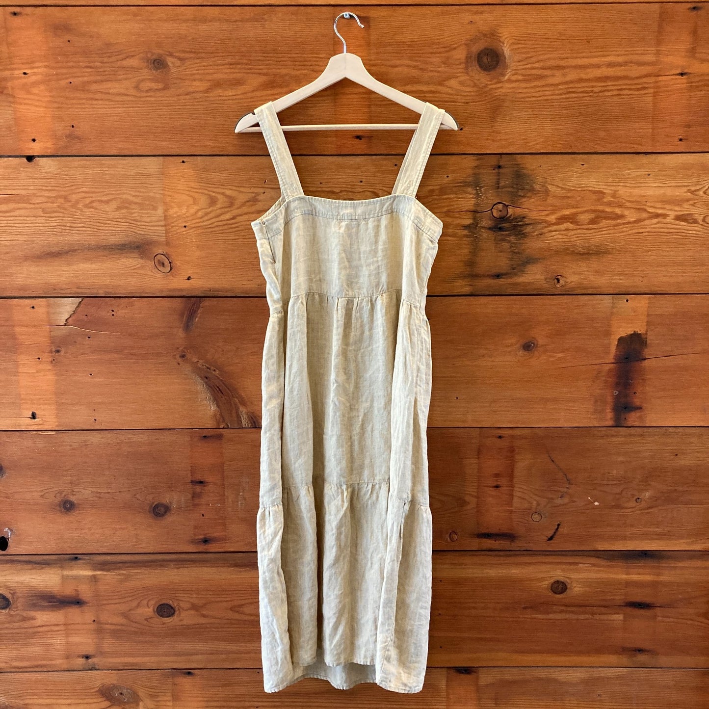Eileen Fisher Pale Yellow Washed Organic Linen Delave Dress - Size S - 1114LH