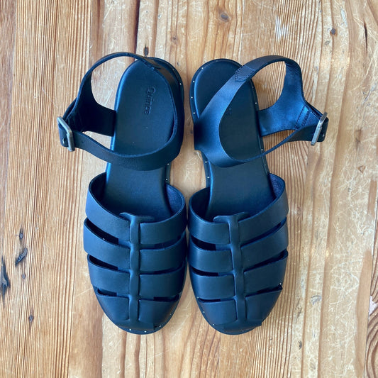 Quince Black Italian Leather Fisherman Sandals Shoes - Size 9 - 0209AS