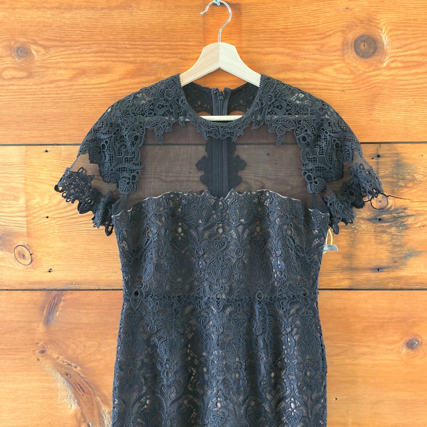 Jonathan Simkhai $995 Black Lace Fluted Hem Midi Dress - Size 6