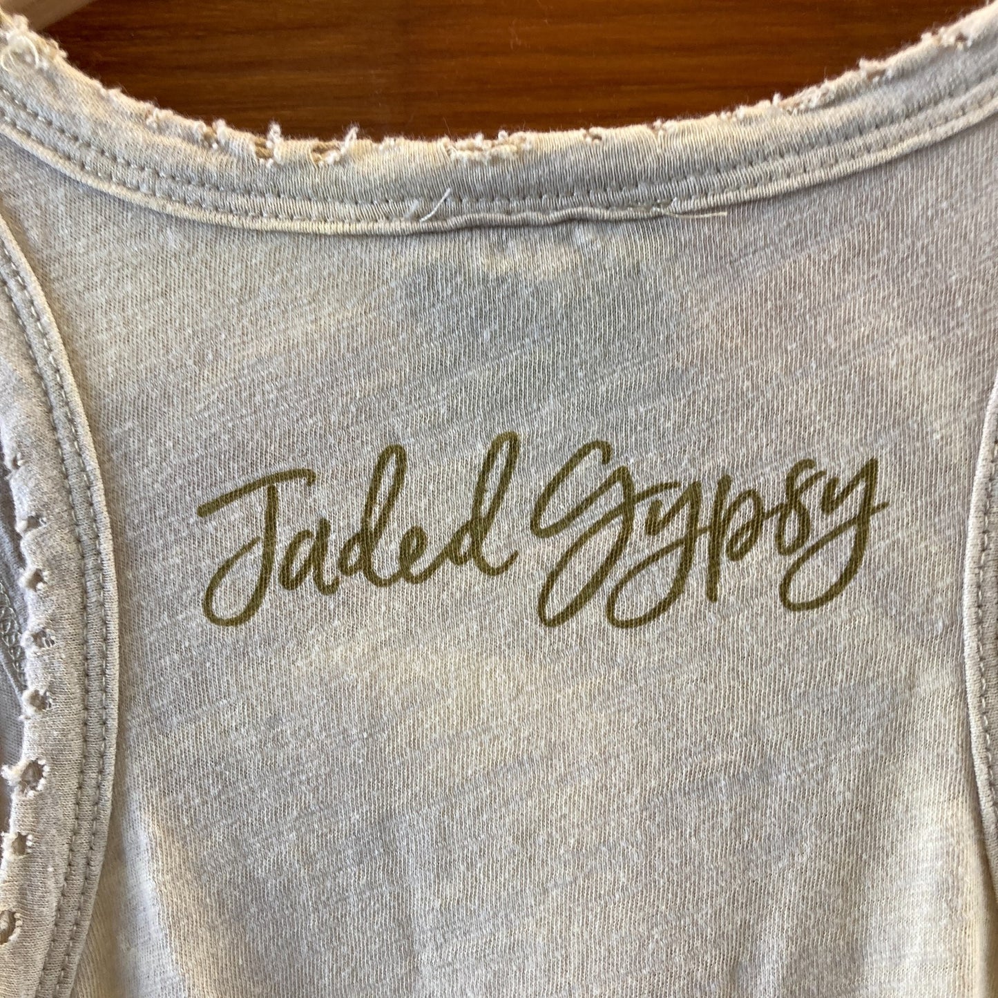 Jaded Gypsy Tan Racerback Rolled Hem Mini Length Boho Dress - Sz S / M - 1213SM