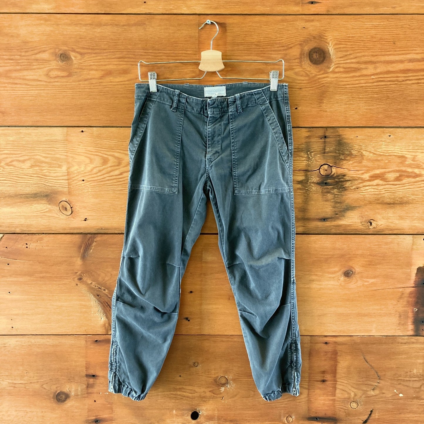 Nili Lotan Dark Gray Slim Leg Ruched Knee Military Pants - Size 4 - 0527LW