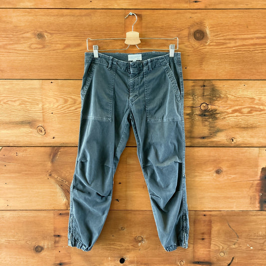 Nili Lotan Dark Gray Slim Leg Ruched Knee Military Pants - Size 4 - 0527LW