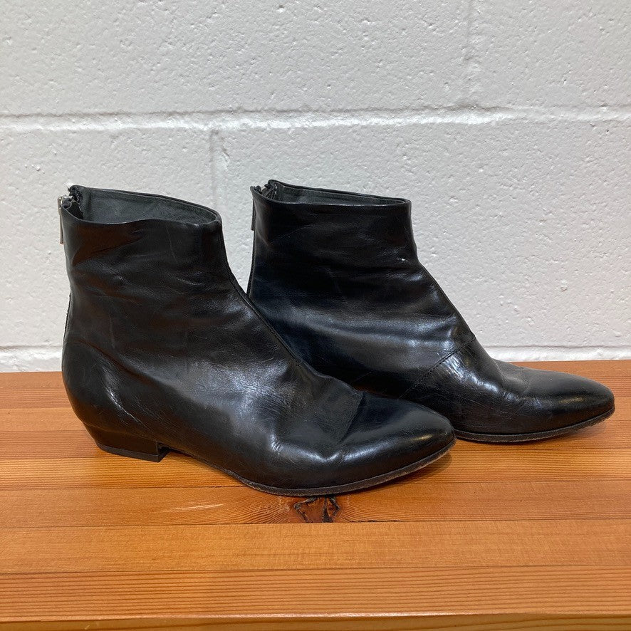 Officine Created Black Leather Wrapped Back Zip Ankle Boots - Sz 37 / 7 - 0818SL