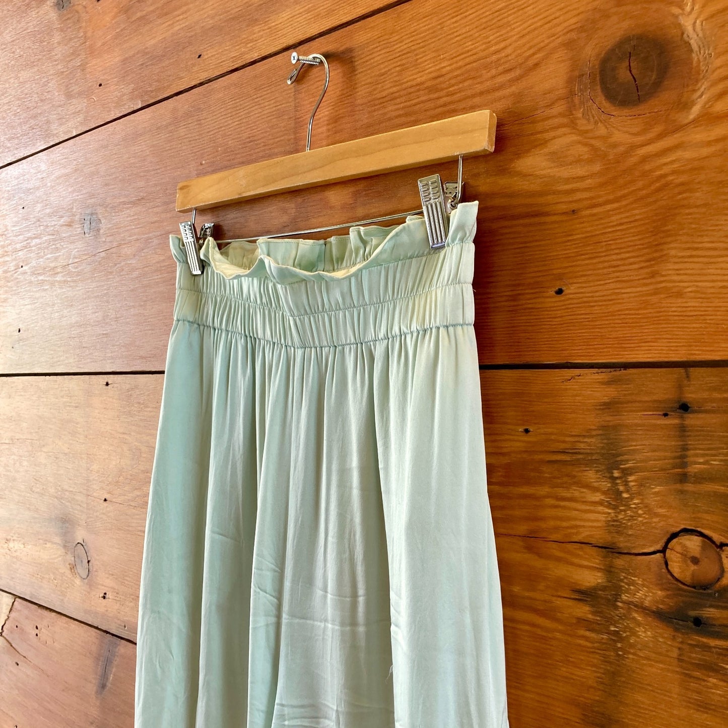 Ganni Light Blue Silk Pull On Horse Print Hem Lounge Pants - Size 36 - 0316CK