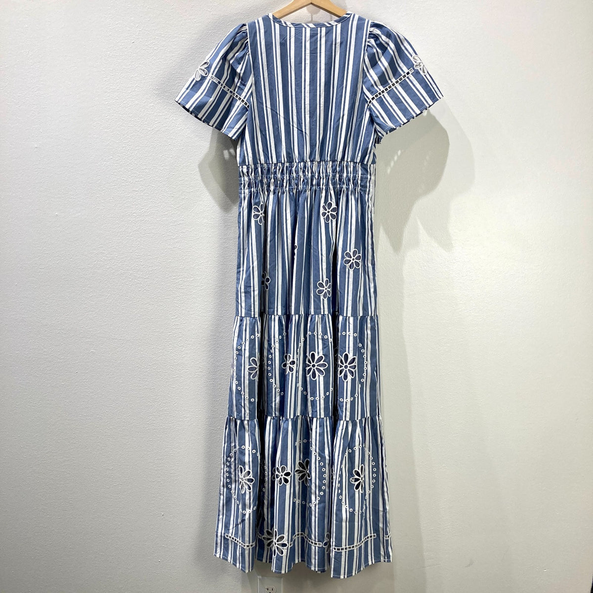 by Anthropologie Blue Striped NEW Eyelet Somerset Dress - Size S - 0501SE