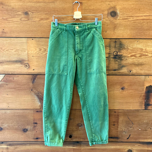S - Big Bud Press Green High Rise Cotton Pencil Straight Leg Pants 0627LH