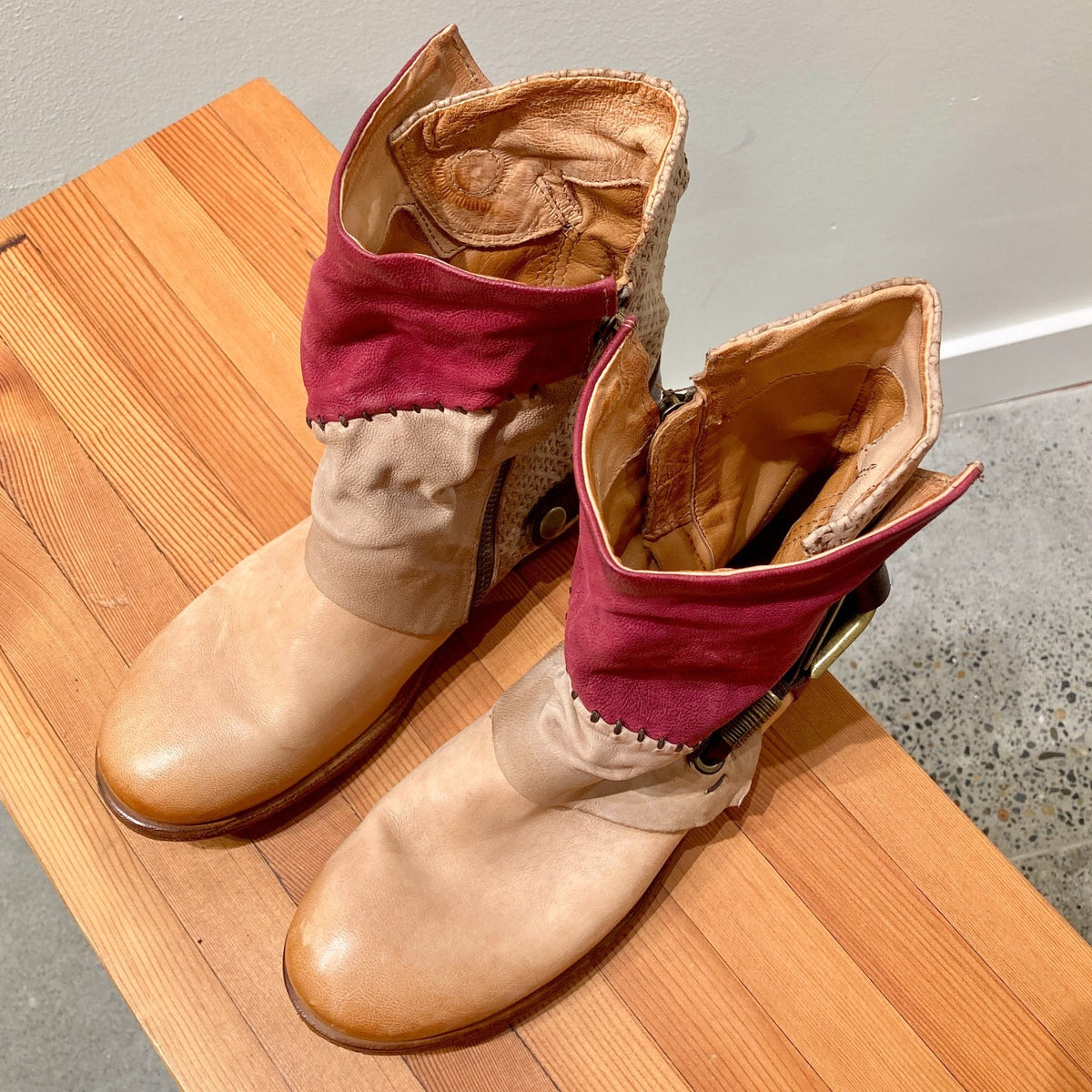 A.S.98 Patchwork Leather Airstep Festival Ankle Boots - Sz 39/8.5 - NEW - 1122CT