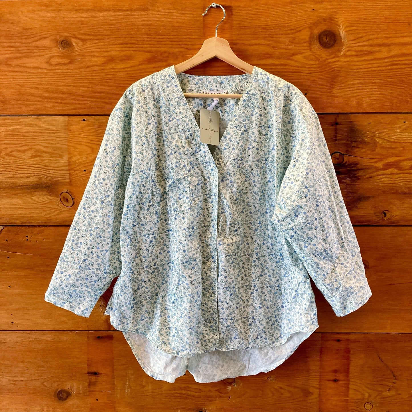 Apiece Apart White Blue Floral Print Two Piece PJ Set - Size S - 0611AJ