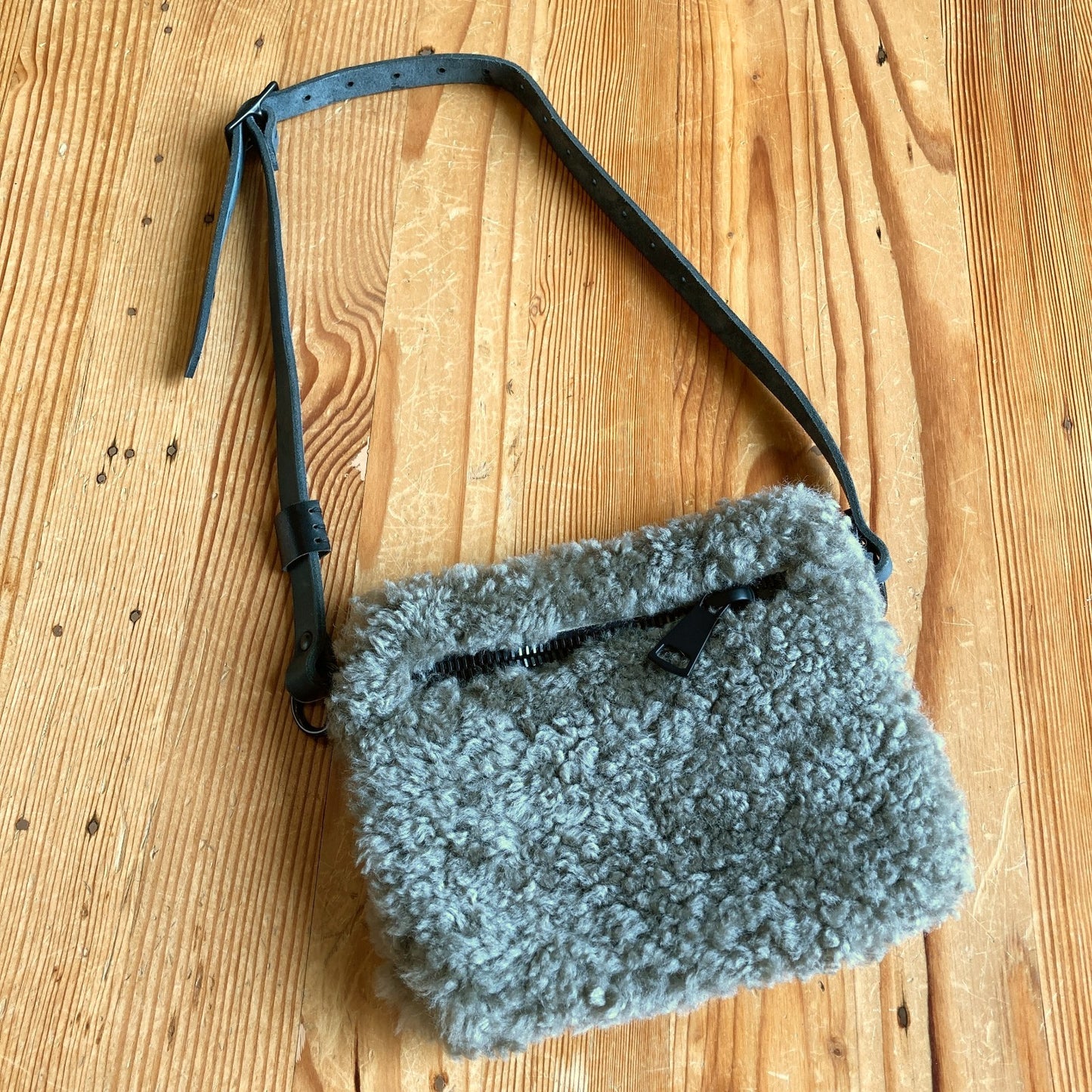 YBH Your Bag of Holding Brown Shearling Leather Belt Bag Fanny Pack - 0312IG