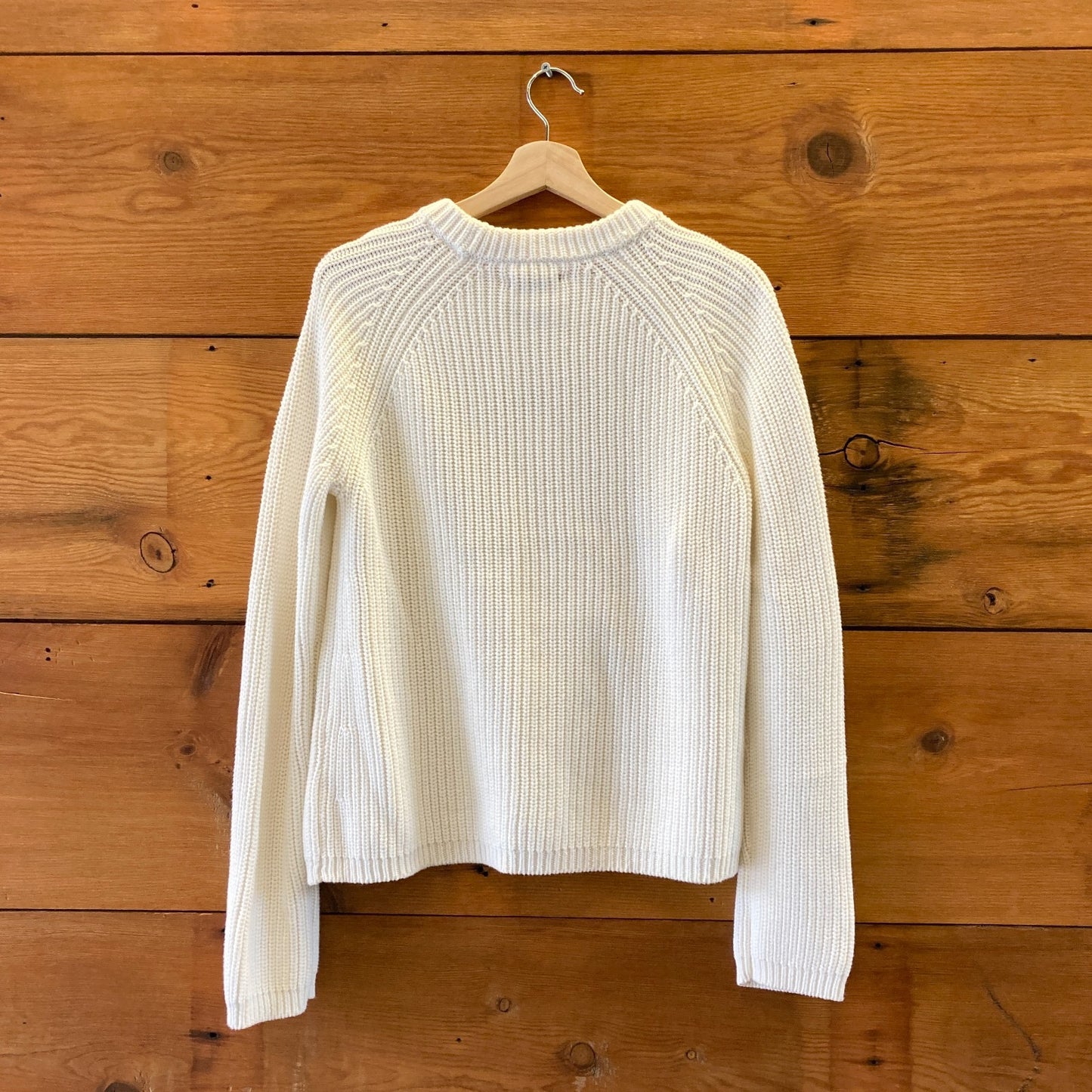 Quince NEW White Fisherman Crew Neck Organic Cotton Sweater - Size S - 0621AF