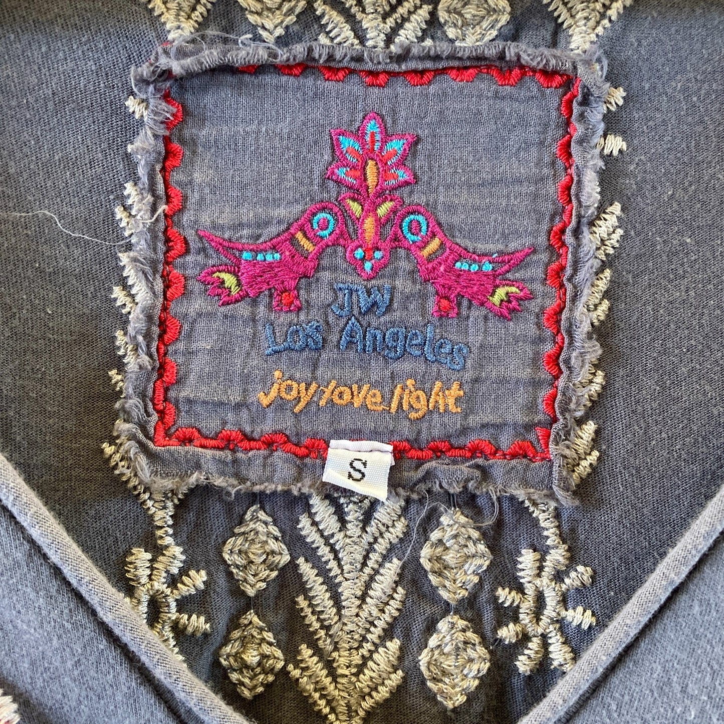Johnny Was Gray Embroidered Long Sleeve Tunic Shirt Top - Size S - 0621AS