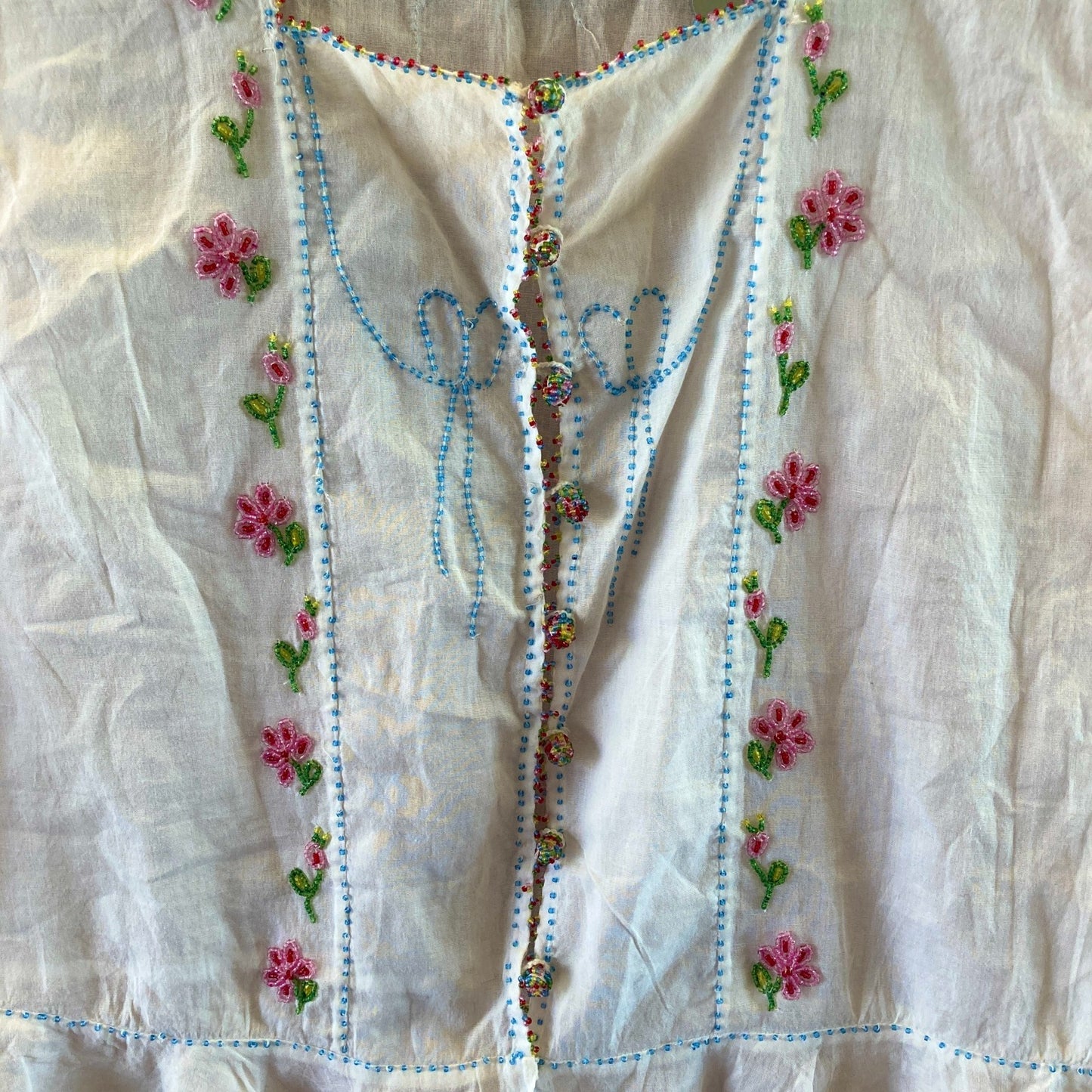 Doen Heirloom White Odelia Delicate Beaded Sleeveless Top  - Size M - 1011SC