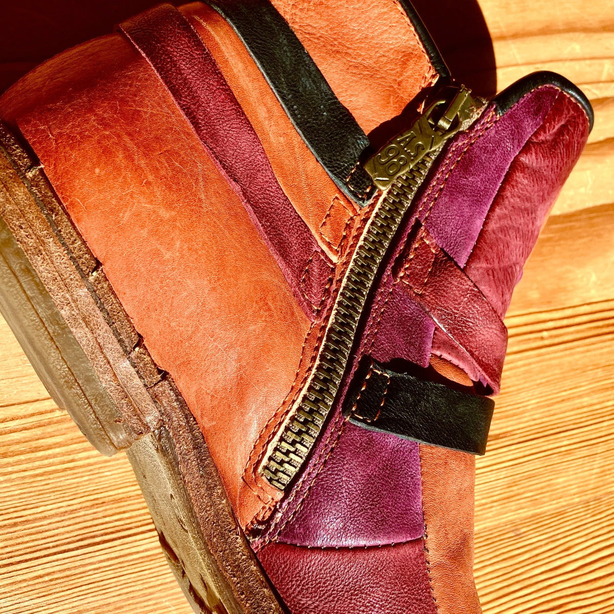 A.S.98 Colorful Patchwork Italian Leather Ankle Boots - Size 37 - 0320JS