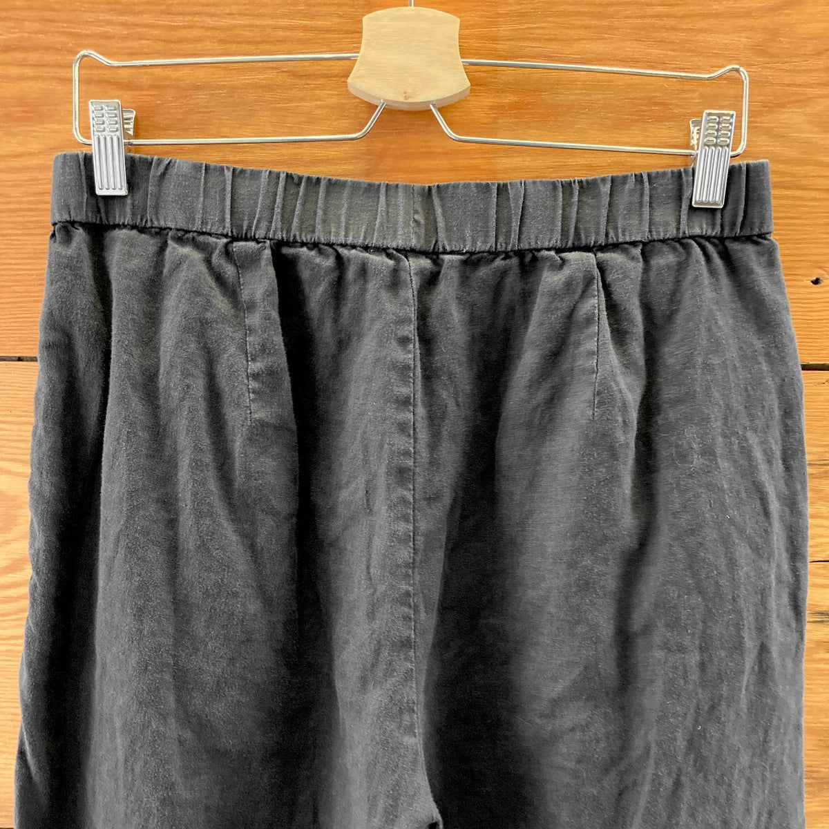 Eileen Fisher Black Organic Linen Pull-On Elastic Waist Pants - Size S - 0929LL