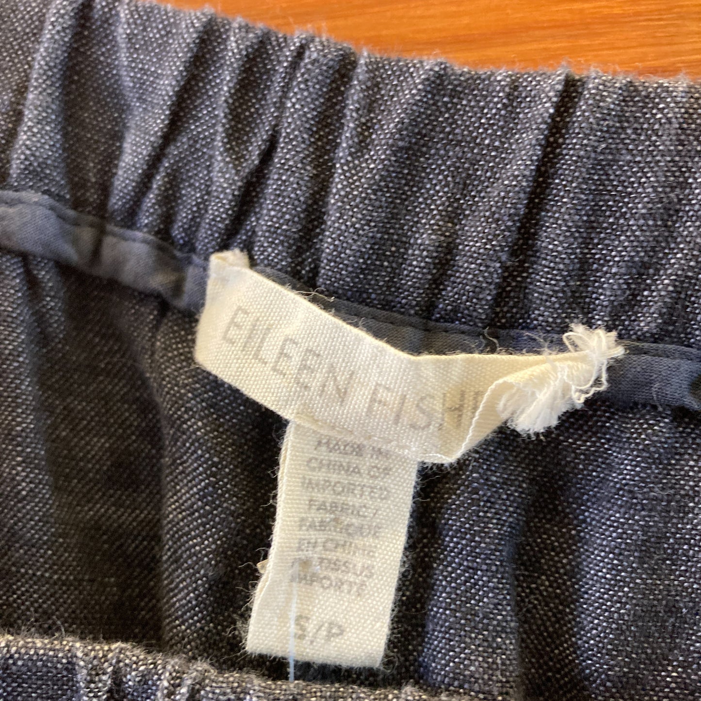 Eileen Fisher Indigo Organic Linen Pull-On Elastic Waist Pants - Size S - 0721DK