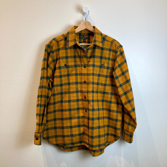 Filson Rust Orange Plaid Flannel Cotton Button Up Shirt Top - Size M - 1020HB