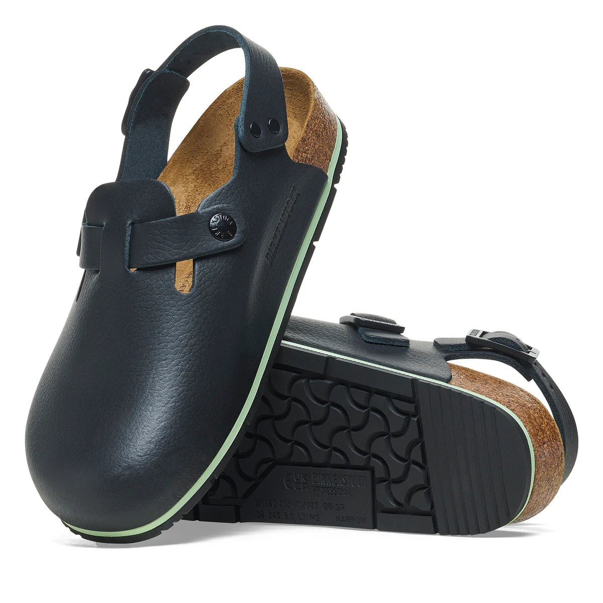 Birkenstock Black Leather Slingback Tokio Pro Clogs Shoes - Size 39 / 8 - 0928HF