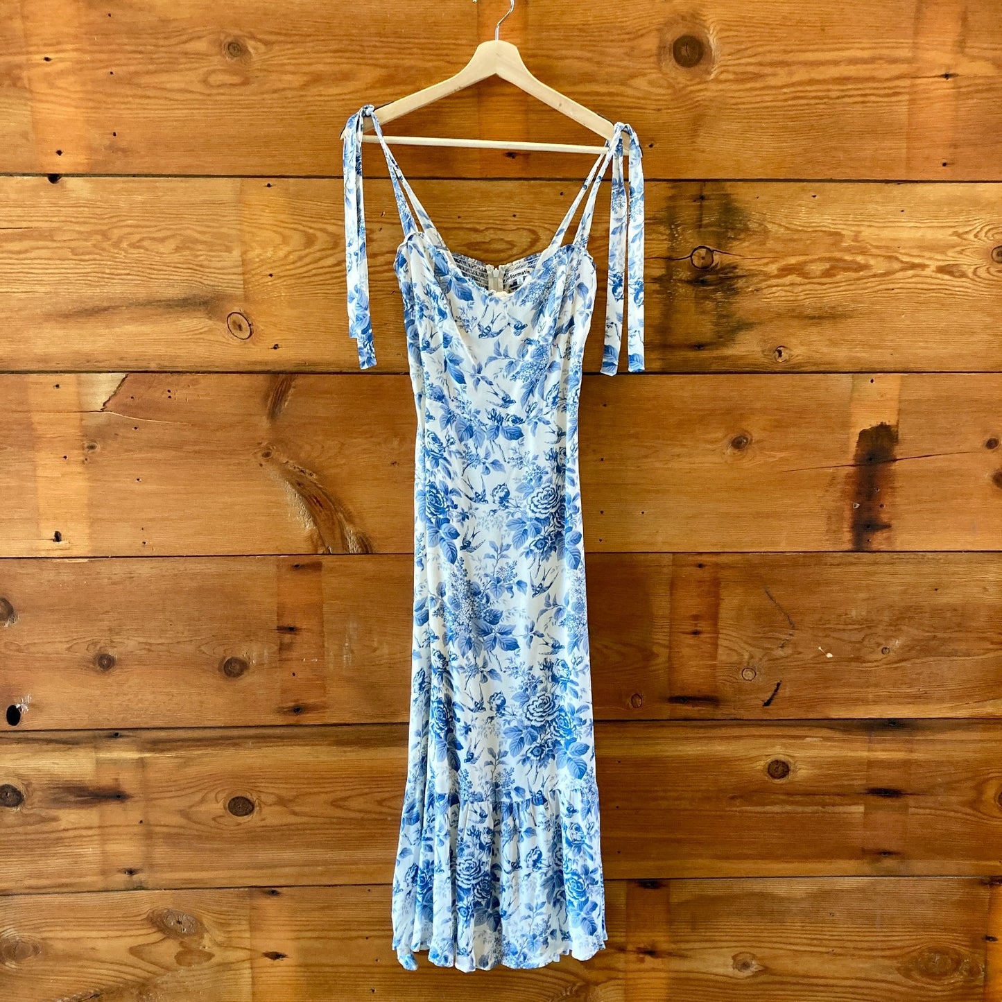 Reformation Blue & White Pompadour Nikita Midi Dress - Size 2 - 1126GT