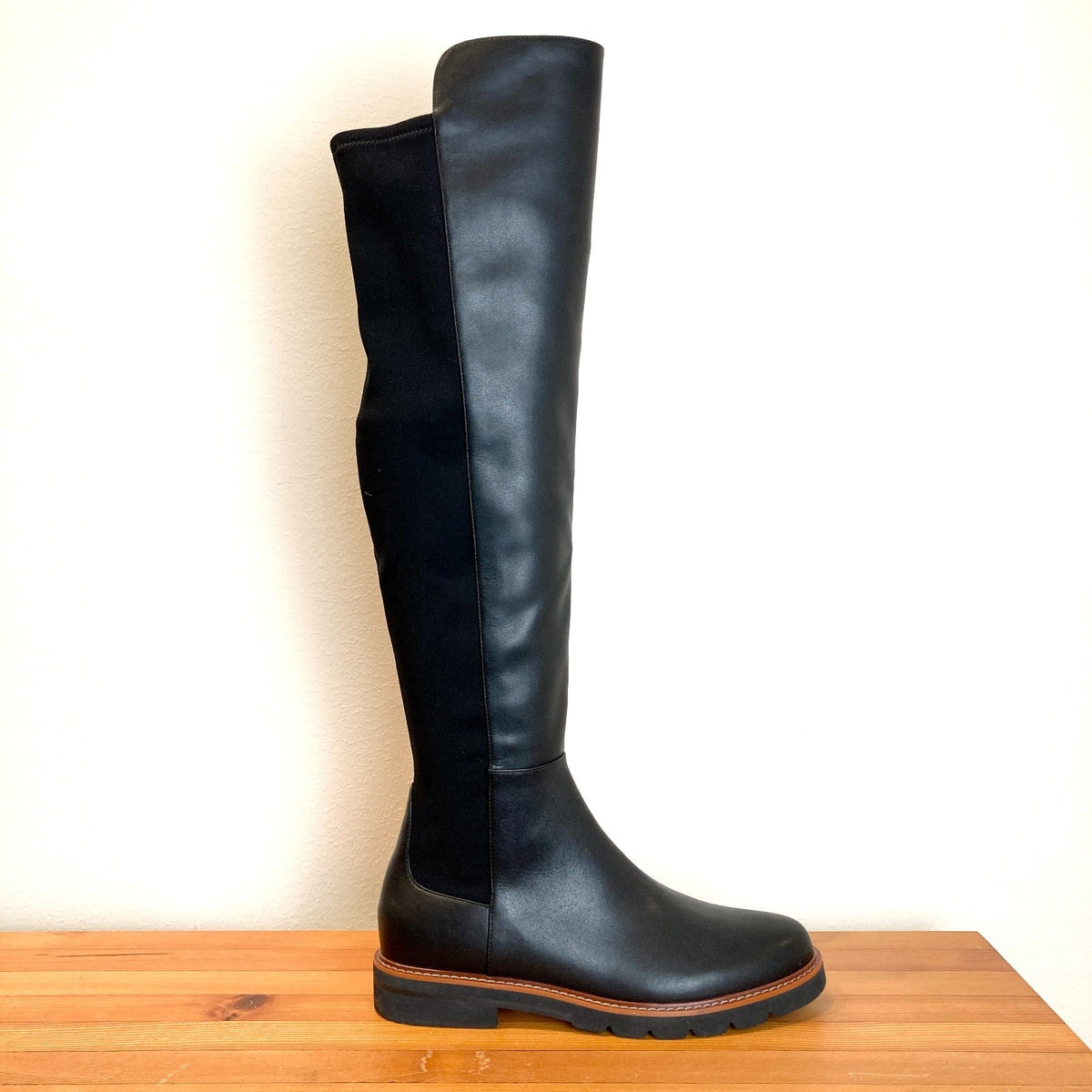 Stuart Weitzman Black Leather City Over the Knee Boots - Size 8.5 - NEW - 0320JS