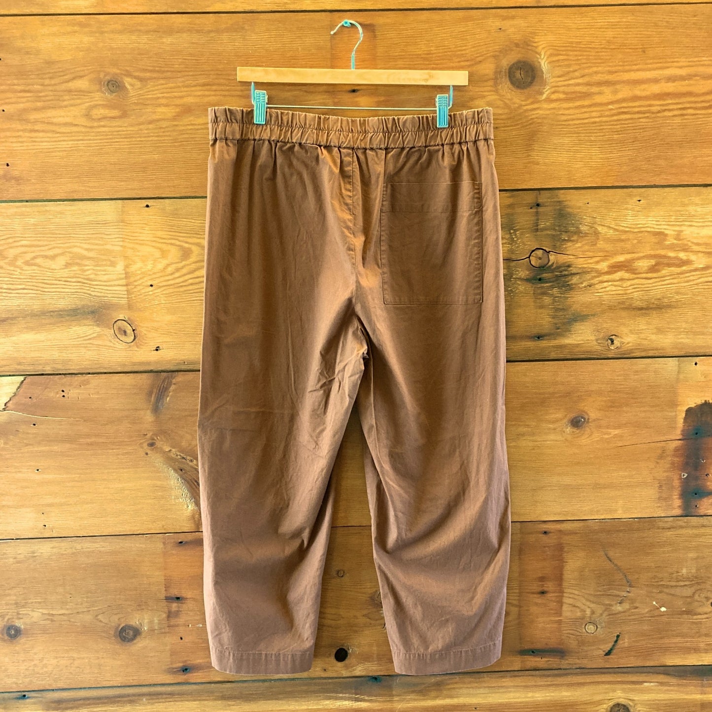 Eileen Fisher Brown Wide Leg Pull-On Organic Cotton Pants - Size L - 1228KM
